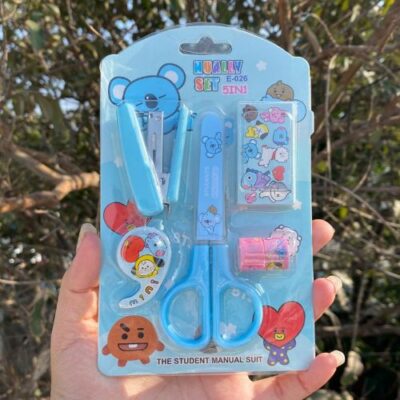 kit de papeleria bt21 azul